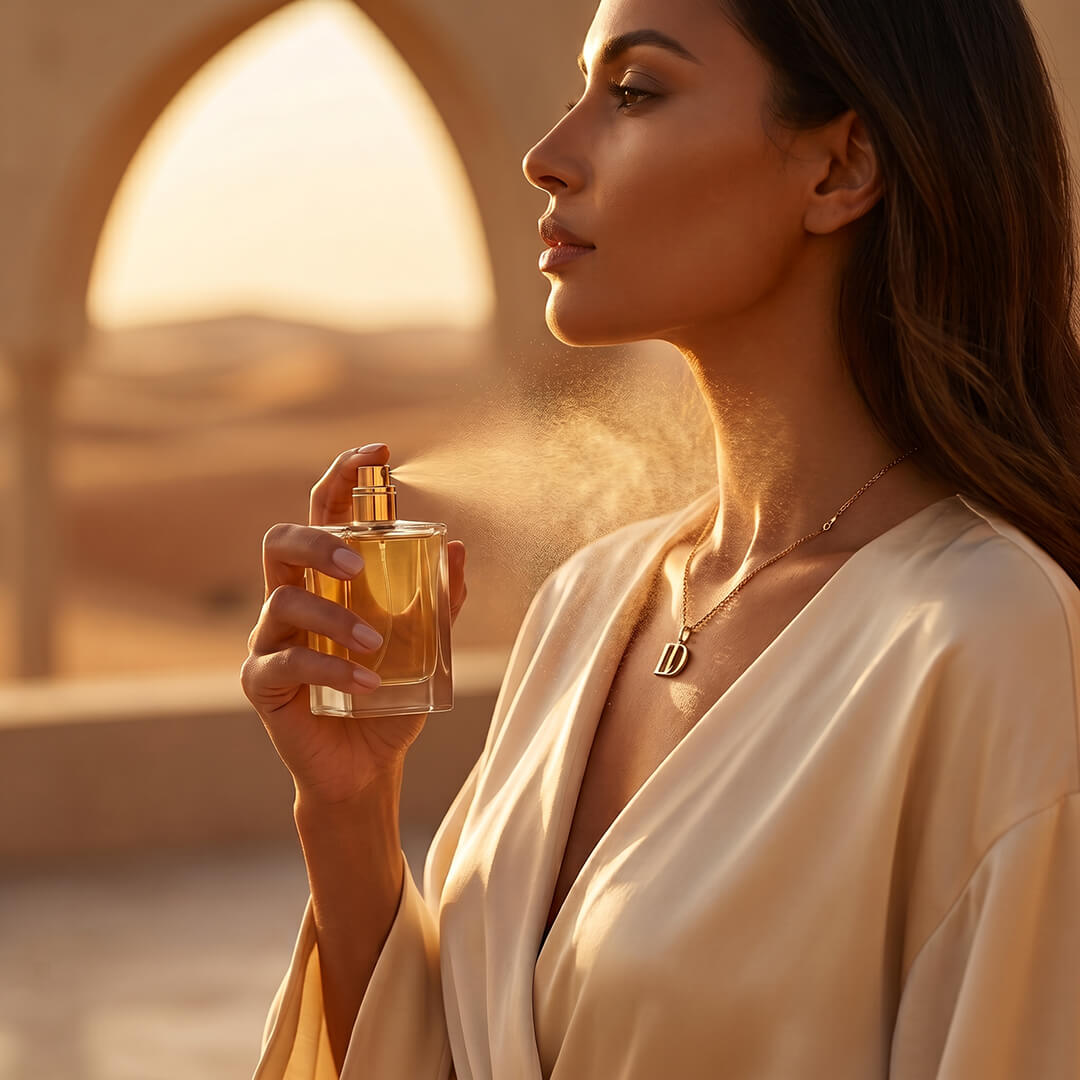 Lavish Dubai perfume bottle against a dark background